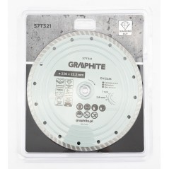 GRAPHITE 57T321 Tarcza diamentowa do cięcia turbo, 230 x 22.22 mm, na sucho i mokro 
