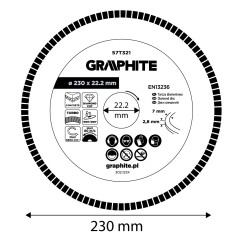 GRAPHITE 57T321 Tarcza diamentowa do cięcia turbo, 230 x 22.22 mm, na sucho i mokro 