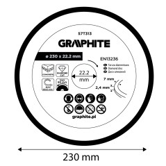 GRAPHITE 57T313 Tarcza diamentowa do cięcia segmentowa, 230 x 22.2 mm, na sucho 