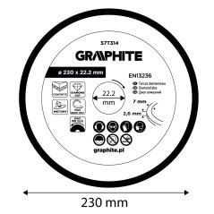 GRAPHITE 57T314 Tarcza diamentowa do cięcia segmentowa, 230 x 22.2 mm, na sucho i mokro 