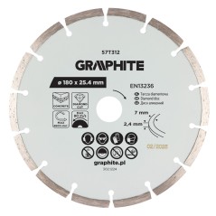 GRAPHITE 57T312 Tarcza diamentowa do cięcia segmentowa, 180 x 25.4 mm, na sucho