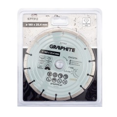 GRAPHITE 57T312 Tarcza diamentowa do cięcia segmentowa, 180 x 25.4 mm, na sucho 