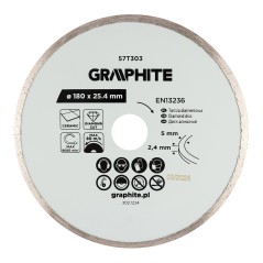 GRAPHITE 57T303 Tarcza diamentowa do cięcia pełna, 180 x 25.4 mm, na mokro