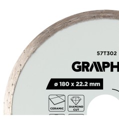 GRAPHITE 57T302 Tarcza diamentowa do cięcia pełna, 180 x 22.2 mm, na mokro 
