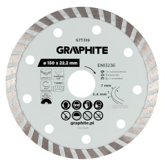 GRAPHITE 57T319 Tarcza diamentowa do cięcia turbo, 150 x 22.22 mm, na sucho