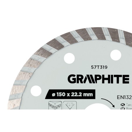 GRAPHITE 57T319 Tarcza diamentowa do cięcia turbo, 150 x 22.22 mm, na sucho