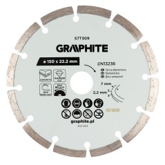 GRAPHITE 57T309 Tarcza diamentowa do cięcia segmentowa, 150 x 22.2 mm, na sucho