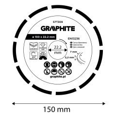GRAPHITE 57T309 Tarcza diamentowa do cięcia segmentowa, 150 x 22.2 mm, na sucho 