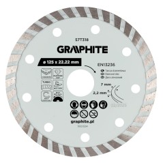 GRAPHITE 57T318 Tarcza diamentowa do cięcia turbo, 125 x 22.22 mm, na sucho i mokro