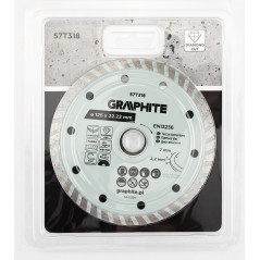 GRAPHITE 57T318 Tarcza diamentowa do cięcia turbo, 125 x 22.22 mm, na sucho i mokro 