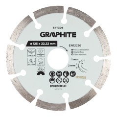 GRAPHITE 57T308 Tarcza diamentowa do cięcia segmentowa, 125 x 22.2 mm, na sucho i mokro