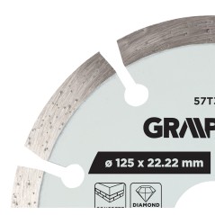 GRAPHITE 57T308 Tarcza diamentowa do cięcia segmentowa, 125 x 22.2 mm, na sucho i mokro 
