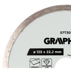 GRAPHITE 57T301 Tarcza diamentowa do cięcia pełna, 125 x 22.2 mm, na mokro 