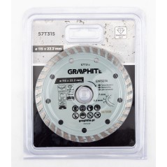 GRAPHITE 57T315 Tarcza diamentowa do cięcia turbo, 115 x 22.22 mm, na sucho 