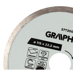 GRAPHITE 57T300 Tarcza diamentowa do cięcia pełna, 115 x 22.2 mm, na mokro 