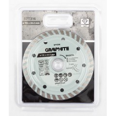 GRAPHITE 57T316 Tarcza diamentowa do cięcia turbo, 115 x 22.22 mm, na sucho i mokro 