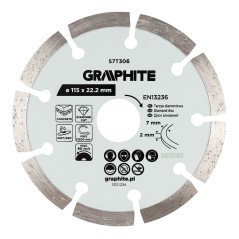 GRAPHITE 57T306 Tarcza diamentowa do cięcia segmentowa, 115 x 22.2 mm, na sucho i mokro
