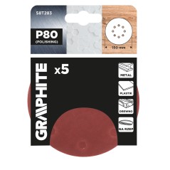 GRAPHITE 58T283 Krążki ścierne na rzep 150 mm, P80, 5 szt., z 8 otworami 