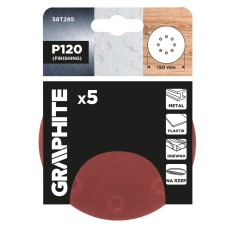 GRAPHITE 58T285 Krążki ścierne na rzep 150 mm, P120, 5 szt., z 8 otworami 