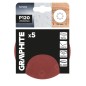GRAPHITE 58T285 Krążki ścierne na rzep 150 mm, P120, 5 szt., z 8 otworami
