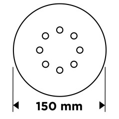 GRAPHITE 58T285 Krążki ścierne na rzep 150 mm, P120, 5 szt., z 8 otworami 