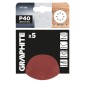 GRAPHITE 58T288 Krążki ścierne na rzep 125 mm, P40, 5 szt., z 8 otworami