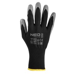 NEO TOOLS 97-647K-10 Rękawice robocze, poliester pokryty nitrylem, 4131X, rozmiar 7 (karta)
