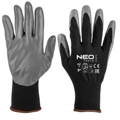 NEO TOOLS 97-647K-9 Rękawice robocze, poliester pokryty nitrylem, 4131X, rozmiar 7 (karta)