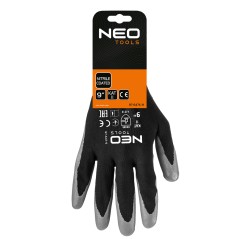 NEO TOOLS 97-647K-9 Rękawice robocze, poliester pokryty nitrylem, 4131X, rozmiar 7 (karta) 