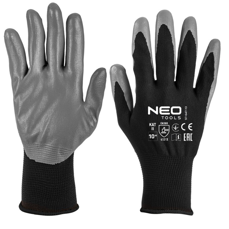 NEO TOOLS 97-647K-11 Rękawice robocze, poliester pokryty nitrylem, 4131X, rozmiar 7 (karta)