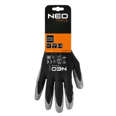 NEO TOOLS 97-647K-11 Rękawice robocze, poliester pokryty nitrylem, 4131X, rozmiar 7 (karta) 