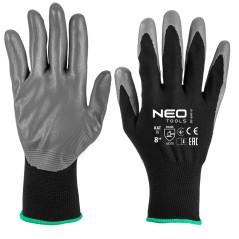 NEO TOOLS 97-647K-8 Rękawice robocze, poliester pokryty nitrylem, 4131X, rozmiar 7 (karta)