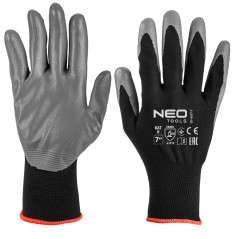 NEO TOOLS 97-647K-7 Rękawice robocze, poliester pokryty nitrylem, 4131X, rozmiar 7 (karta)