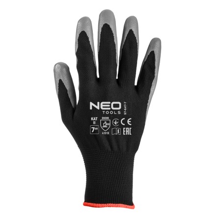 NEO TOOLS 97-647K-7 Rękawice robocze, poliester pokryty nitrylem, 4131X, rozmiar 7 (karta)