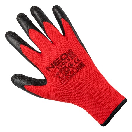 NEO TOOLS 97-645K-11 Rękawice robocze, poliester pokryty lateksem (crincle),3121X, rozmiar 11 (karta)