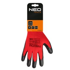 NEO TOOLS 97-645K-11 Rękawice robocze, poliester pokryty lateksem (crincle),3121X, rozmiar 11 (karta) 