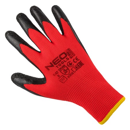 NEO TOOLS 97-645K-10 Rękawice robocze, poliester pokryty lateksem (crincle),3121X, rozmiar 10 (karta)