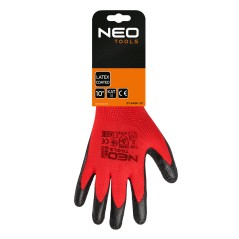 NEO TOOLS 97-645K-10 Rękawice robocze, poliester pokryty lateksem (crincle),3121X, rozmiar 10 (karta) 