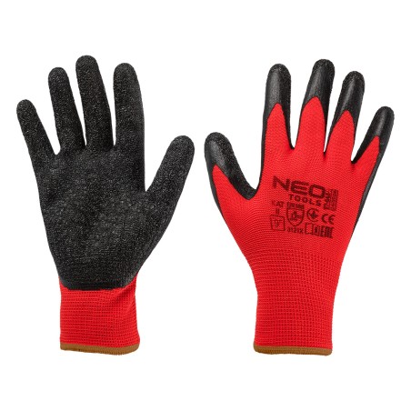 NEO TOOLS 97-645K-9 Rękawice robocze, poliester pokryty lateksem (crincle),3121X, rozmiar 9 (karta)
