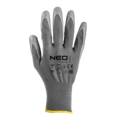 NEO TOOLS 97-646K-10 Rękawice robocze, poliester pokryty PU, 4131X, rozmiar 10 (karta) 