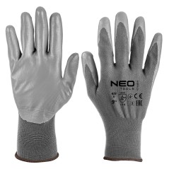 NEO TOOLS 97-646K-9 Rękawice robocze, poliester pokryty PU, 4131X, rozmiar 9 (karta)