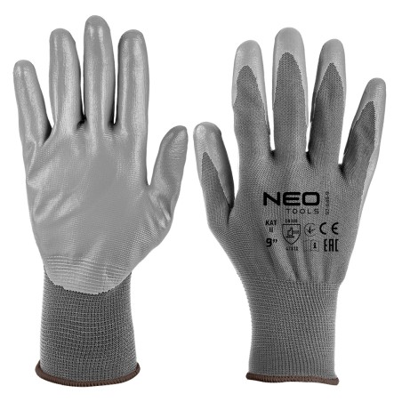 NEO TOOLS 97-646K-9 Rękawice robocze, poliester pokryty PU, 4131X, rozmiar 9 (karta)