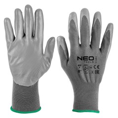 NEO TOOLS 97-646K-8 Rękawice robocze, poliester pokryty PU, 4131X, rozmiar 8 (karta)