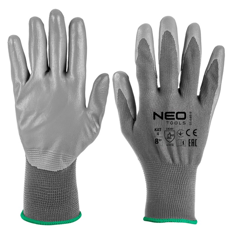 NEO TOOLS 97-646K-8 Rękawice robocze, poliester pokryty PU, 4131X, rozmiar 8 (karta)