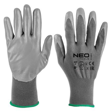 NEO TOOLS 97-646K-8 Rękawice robocze, poliester pokryty PU, 4131X, rozmiar 8 (karta)