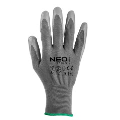NEO TOOLS 97-646K-8 Rękawice robocze, poliester pokryty PU, 4131X, rozmiar 8 (karta) 