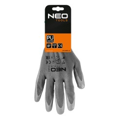 NEO TOOLS 97-646K-8 Rękawice robocze, poliester pokryty PU, 4131X, rozmiar 8 (karta) 
