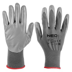 NEO TOOLS 97-646K-7 Rękawice robocze, poliester pokryty PU, 4131X, rozmiar 7 (karta)