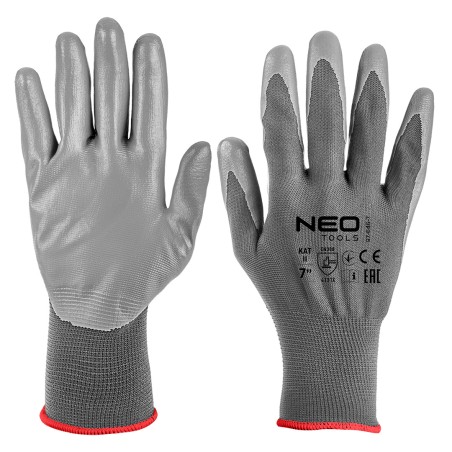 NEO TOOLS 97-646K-7 Rękawice robocze, poliester pokryty PU, 4131X, rozmiar 7 (karta)