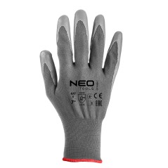 NEO TOOLS 97-646K-7 Rękawice robocze, poliester pokryty PU, 4131X, rozmiar 7 (karta) 